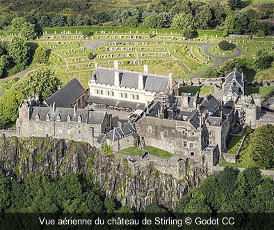 Vue aérienne du château de Stirling Godot CC