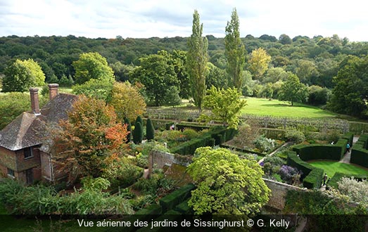 Vue aérienne des jardins de Sissinghurst G. Kelly