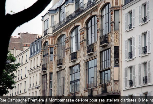 Rue Campagne Première à Montparnasse célèbre pour ses ateliers d'artistes Melina