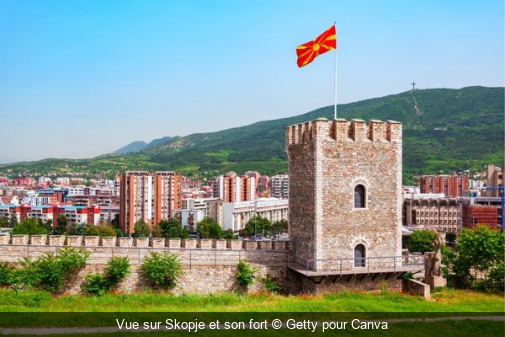 Vue sur Skopje et son fort Getty pour Canva
