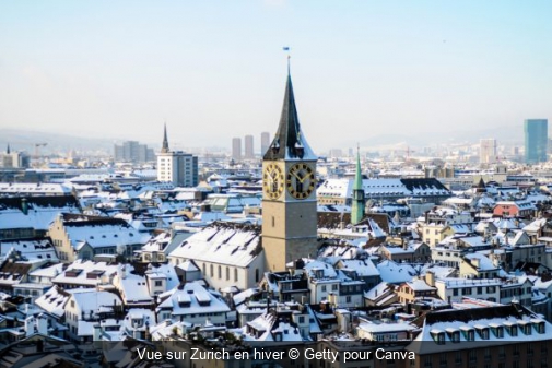 Vue sur Zurich en hiver Getty pour Canva