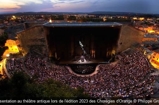 Représentation au théâtre antique lors de l'édition 2023 des Chorégies d'Orange Philippe Gromelle