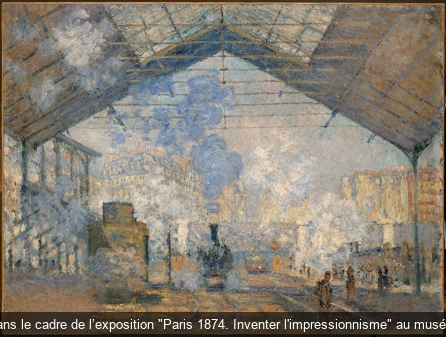 Claude Monet, La Gare Saint-Lazare, 1877, huile sur toile exposée dans le cadre de l’exposition 