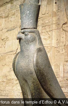 Statue d’Horus dans le temple d’Edfou A.V./A. Bayard