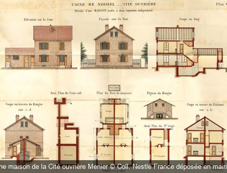Plan d’une maison de la Cité ouvrière Menier Coll. Nestlé France déposée en mairie Noisiel
