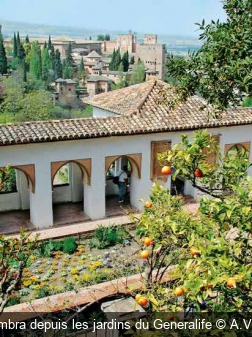 Vue sur l’Alhambra depuis les jardins du Generalife A.V./J.-P. Levrault