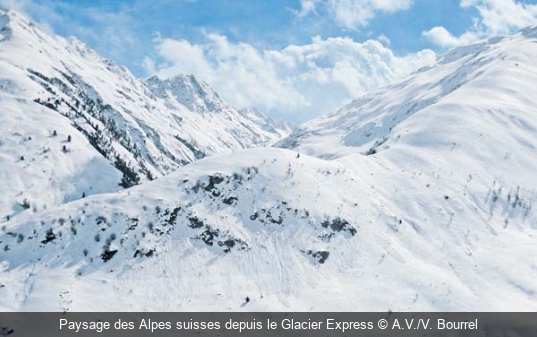 Paysage des Alpes suisses depuis le Glacier Express A.V./V. Bourrel