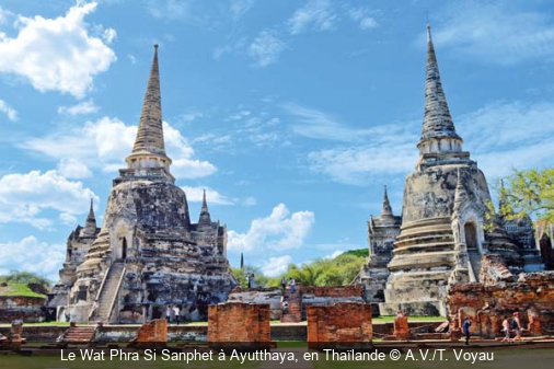Le Wat Phra Si Sanphet à Ayutthaya, en Thaïlande A.V./T. Voyau