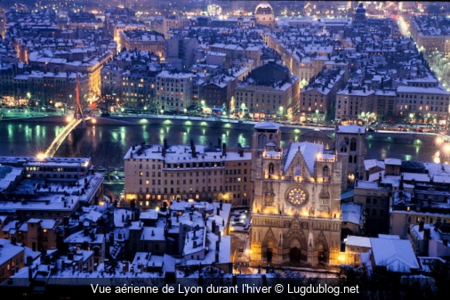 Vue aérienne de Lyon durant l'hiver Lugdublog.net
