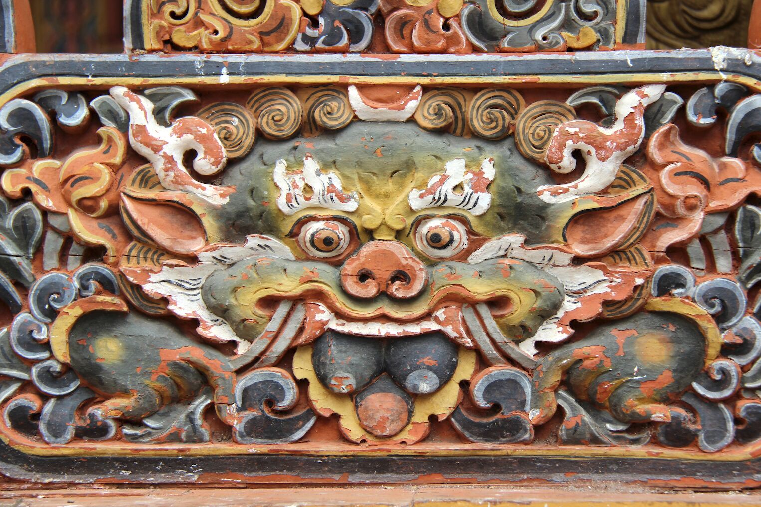 Détail des boiseries au dzong de Punakha